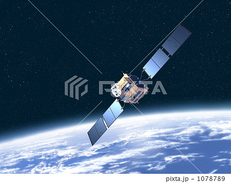 通信衛星 人工衛星 宇宙のイラスト素材