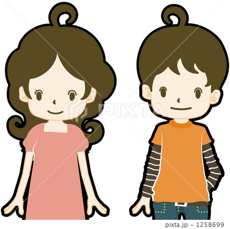 双子 男の子のイラスト素材