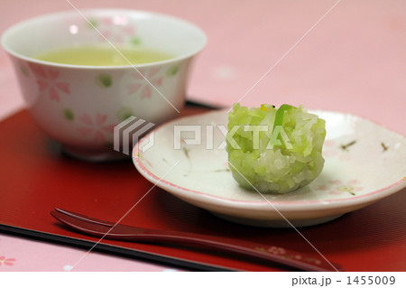 お茶 おしゃれ 和菓子 フォークの写真素材