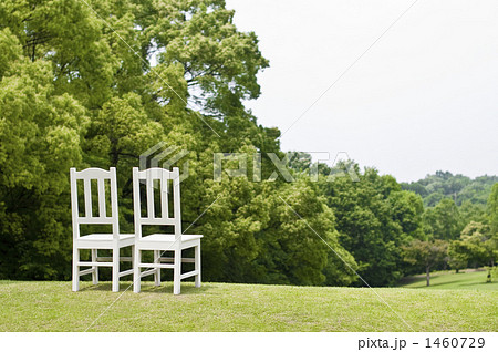 椅子 芝生 広い 席の写真素材 Pixta
