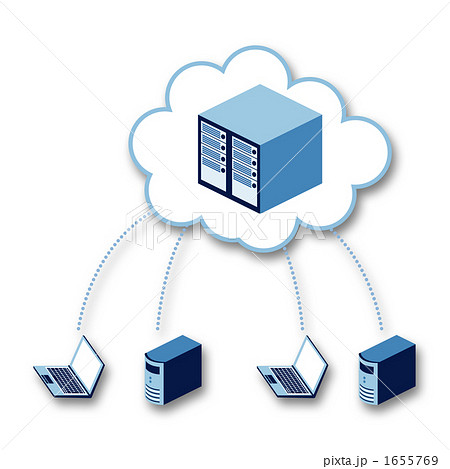 クラウドコンピューティング イラスト 電子機器 情報処理のイラスト素材