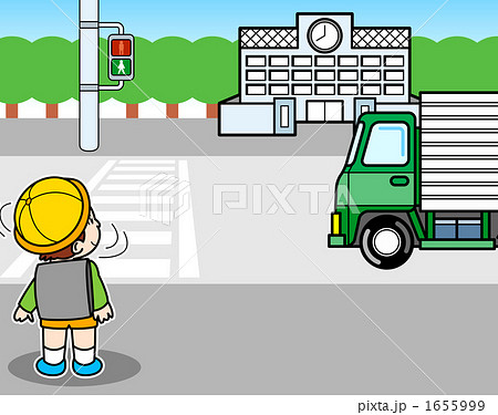 安全確認 横断歩道 トラック 信号のイラスト素材