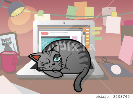 猫 邪魔をするのイラスト素材 - PIXTA