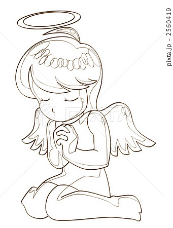 祈る 女の子 天使 祈りのイラスト素材