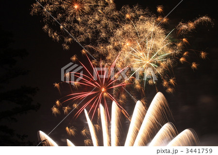 花火 秋 ドイツ村 群馬の写真素材