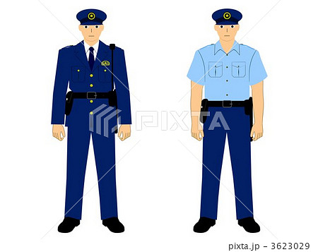 警察官 イラスト 長袖 制服のイラスト素材