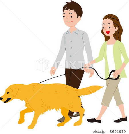 犬の散歩のイラスト素材 Pixta