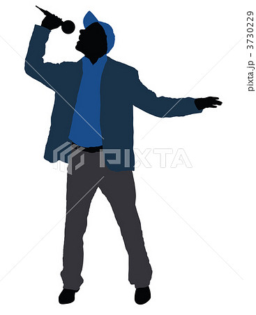 影 シルエット 歌う 歌手 イラストレーションのイラスト素材