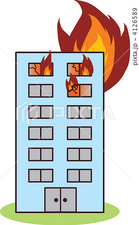 炎上 火事 火災 建物のイラスト素材