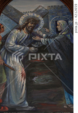 キリスト 絵画 聖母マリア ヴィアドロローサの写真素材