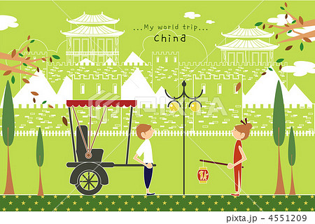 中国 人力車 イラスト クリップアートのイラスト素材 Pixta