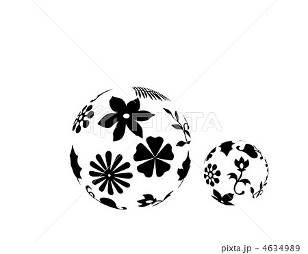 球体 モノトーン 鞠 白黒のイラスト素材