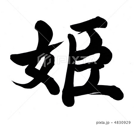 姫 筆文字 漢字 墨の写真素材