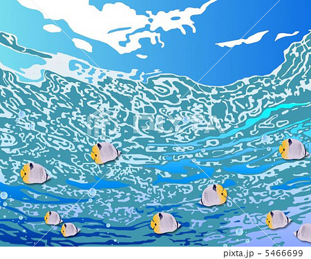 魚群 綺麗 水中 泡のイラスト素材