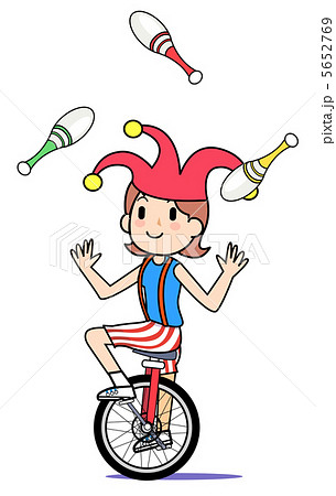 ピエロ 道化師 ジャグリング 大道芸のイラスト素材