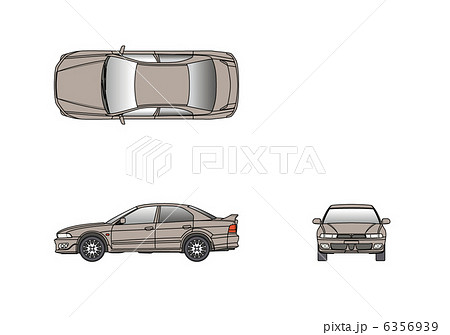 ワゴン車 車 車の正面図 車の側面図のイラスト素材
