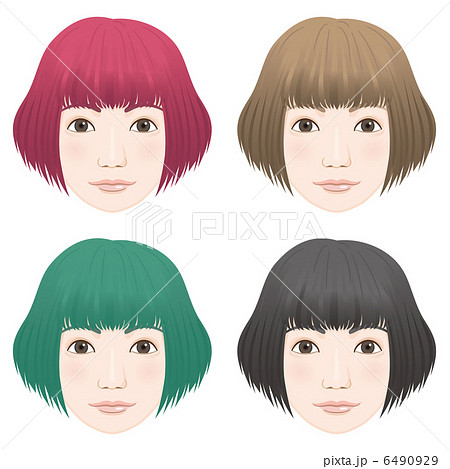 ヘアカラー 女性 派手 ヘアカットのイラスト素材
