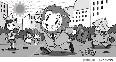 日差し 真夏日 炎天下 オフィス街の写真素材