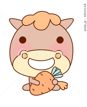 動物 動物 馬 人参のイラスト素材
