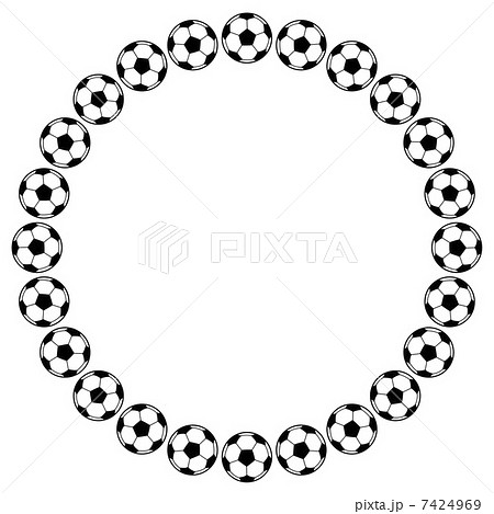 フレーム ボール 枠 サッカーボールの写真素材
