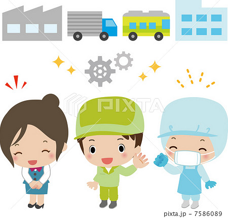 工場 帽子 工場見学 サラリーマンのイラスト素材