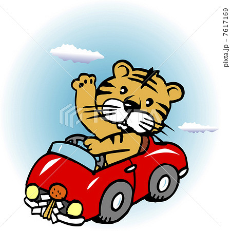 運転 寅 車 動物のイラスト素材