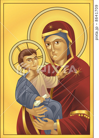聖母マリア 聖母子 マドンナ像 アンドのイラスト素材
