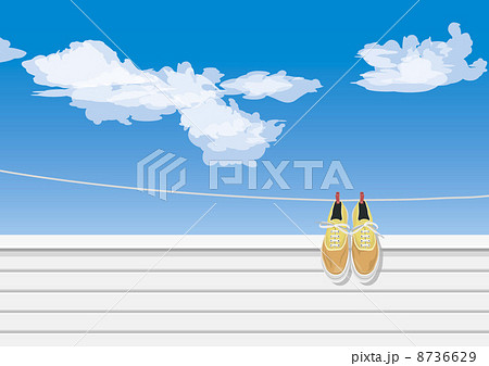 イラスト 靴 スニーカー 干すの写真素材