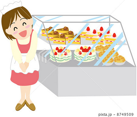 ケーキ ショーケース イラスト お菓子の写真素材