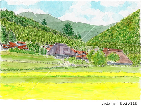 風景画 水彩画 風景 里山のイラスト素材 - PIXTA