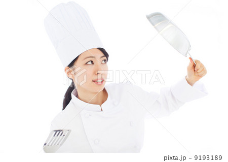 コック 料理人 女性 戦うの写真素材