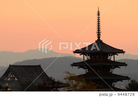 法隆寺の夕景 - シロクマさんの写真日記