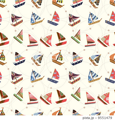 ラッパ 壁紙 船 柄のイラスト素材