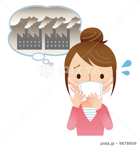 マスク 大気汚染 人物 女性のイラスト素材