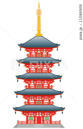 五重塔 ベクター 建築 木造のイラスト素材