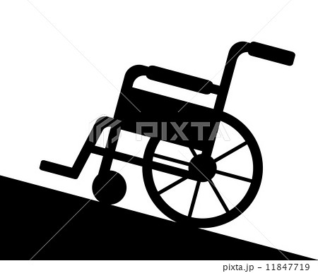 車椅子 スロープ バリアフリー 傾斜路のイラスト素材