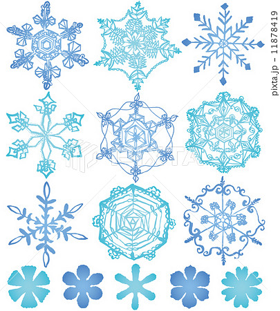 雪 結晶 雪の結晶 手描きのイラスト素材