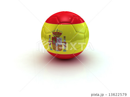 国旗 スペイン サッカーボール 六角形のイラスト素材
