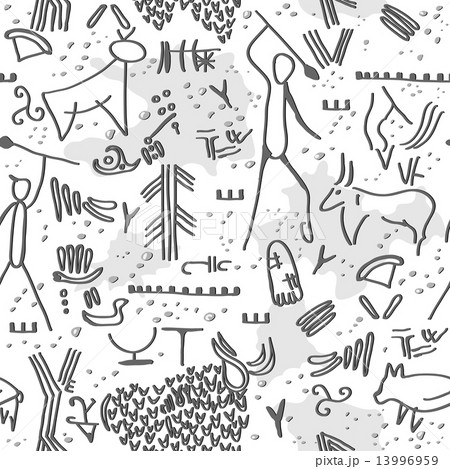 象形文字 壁画 イラスト 太古の写真素材