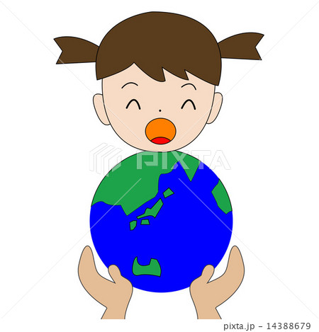 地球 守る 手 女性のイラスト素材