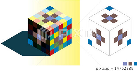キューブ だまし絵 立方体 錯覚のイラスト素材