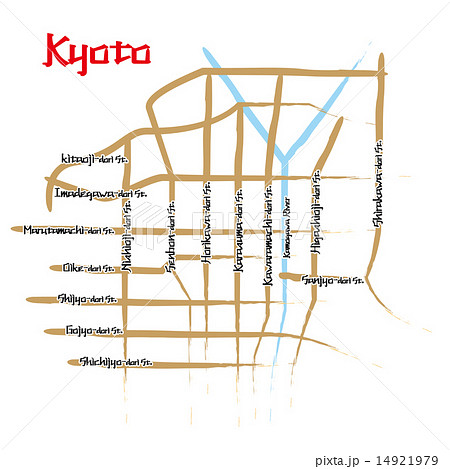 京都府の地図のイラスト素材