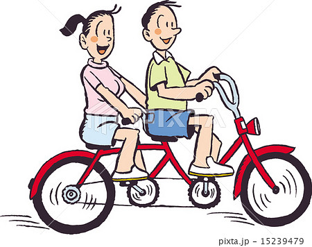 二人乗り自転車 自転車 カップル 男女の写真素材 Pixta