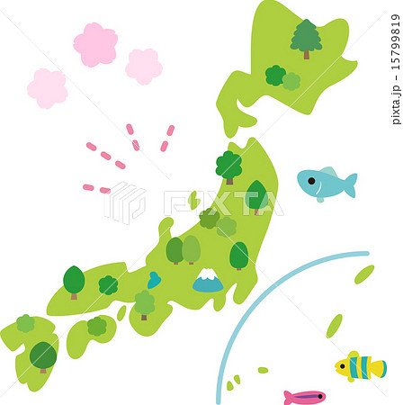 日本 日本地図 日本列島 白バック デフォルメ シンプルの写真素材