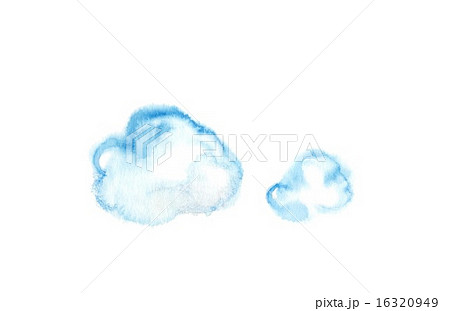 雲 2つ イラスト 絵の具の写真素材