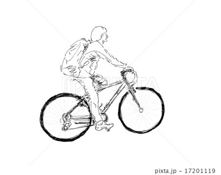 自転車 イラスト 線画 ペン画のイラスト素材