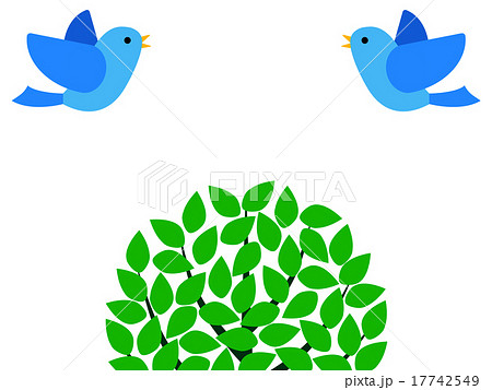 羽ばたく二羽の青い鳥のイラスト素材