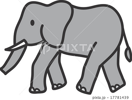 象 白背景 横向き 牙のイラスト素材
