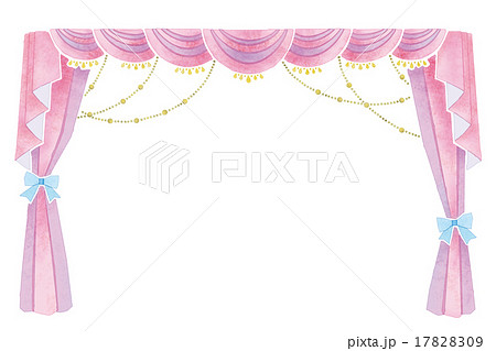 カーテン 垂れ幕 背景 かわいい ステージカーテン パーティーのイラスト素材