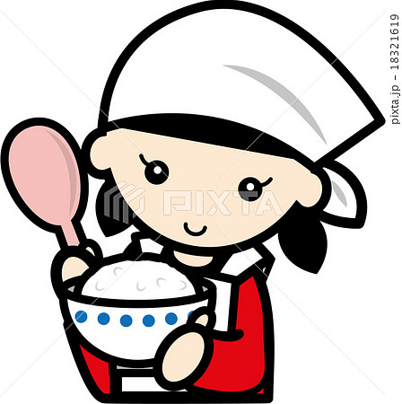 しゃもじ ご飯 よそう ごはんのイラスト素材